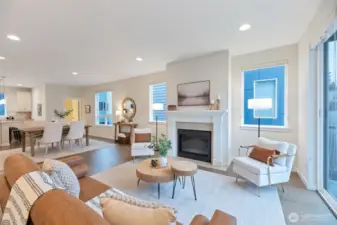 Open floor plan with abundance of natural light. Convenient powder room on the same level as great/dining room/kitchen