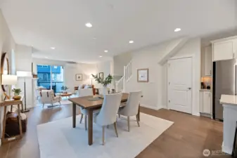 Pantry in the kitchen allowing wise use of space under stairs