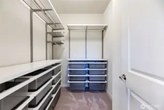 Thoughtfully designed and functional well-planned closet shelving system from Elfa for optimal storage