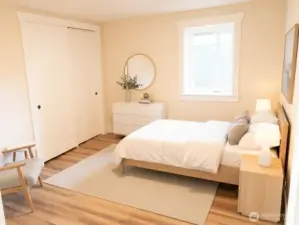 Virtually staged-Second lower level bedroom - can be used as a guest room, office or recreation room