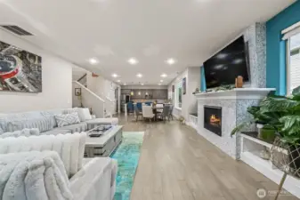 View of great room from back yard slider