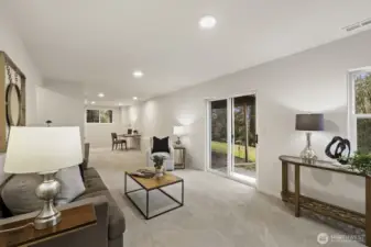 Slider to backyard off the rec room.