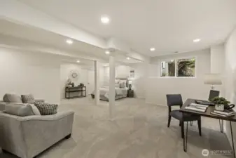 Extra large flex space can be used for a MIL apartment, home business, media room, art studio, etc.