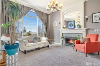 Sunk in Living Room with gas fireplace