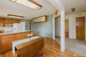 Upper built-in China cabinet in kitchen