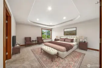 Step through the French Doors into this peaceful Primary Suite.... (Virtually staged).