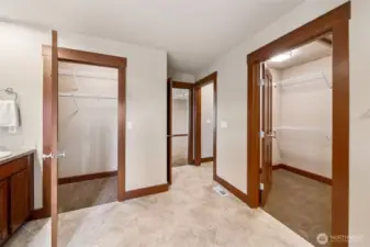 The "His & Her" walk-in closets are both spacious!