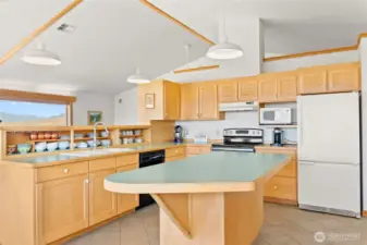 Expansive counters designed for both meal prep and entertaining.