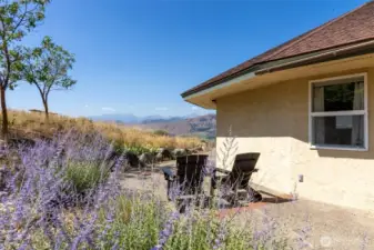patio with mountain views