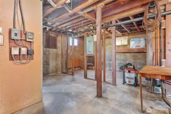 Endless options with this basement, it has tall ceilings and there are even views of the water from down here!