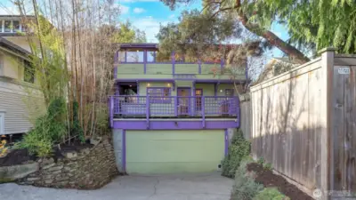 2 car attached garage with EV charging.