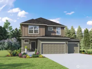 Hawthorne Plan Marketing Rendering - Depictions of homes or other features are artist conceptions. Hardscape, landscape, and other items shown may be decorator suggestions that are not included in the purchase price and availability may vary. No view is promised. Views may also be altered by subsequent development, construction and tree growth and landscaping.