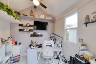 Interior of the finished outbuilding located in the backyard