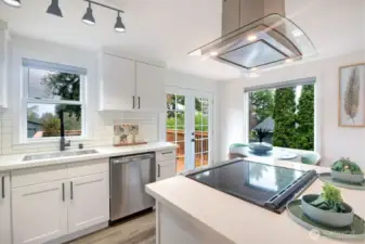 Deep kitchen sink with vented hood