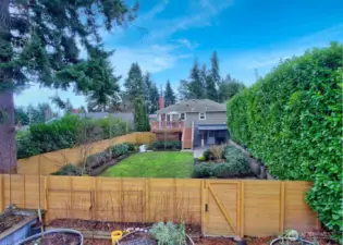 Fully Fenced backyard with alley access