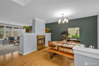 from the entry looking into the dining room and family room.