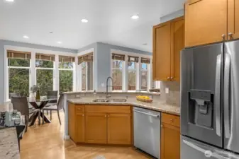 Yup, it's an eat-in kitchen.  There is lots of space for entertaining here.