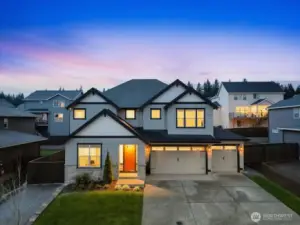 Aerial, exterior, home faces south