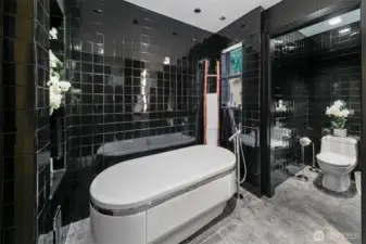 Relax in the free standing soaking tub!