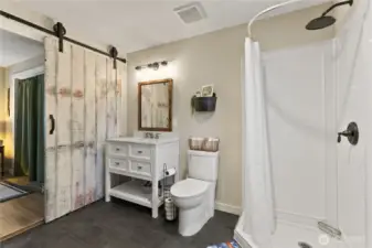 Jack and jil bathroom on second level. Added 2018.