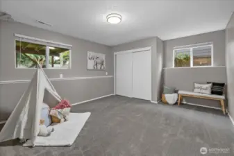 Lower level Bedroom #4 is huge. Can be used as office or playroom.