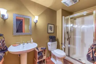The 3/4 bath on the lower floor