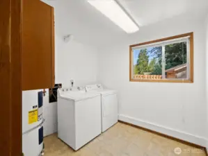 Fully laundry on ground level next to 3/4 bath.