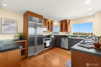 Wonderful kitchen complete with Thermador stove and Sub zero fridge.