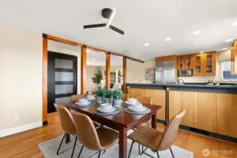 Dining area looking towards kitchen and pantry.