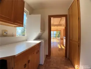 A wonderful laundry/utility room with lots of storage.