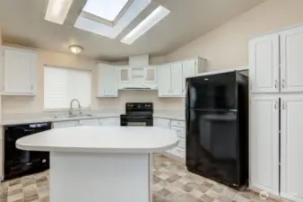 Kitchen with skylight.