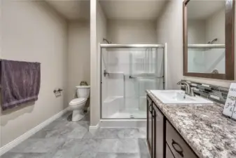 To the left here is a linen closet in the bathroom