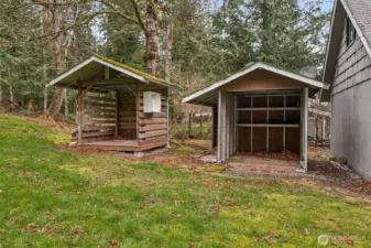 Multiple sheds on the property provide room for storage or?