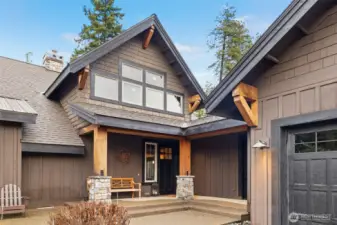 Private entry with additional side exterior door to mud room