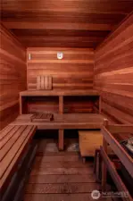 A dry sauna offers a place to unwind and recharge after time out on the water or around the city