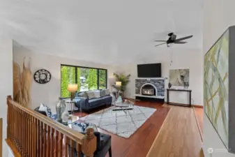 Inside, enjoy a spacious layout with a cozy propane fireplace.