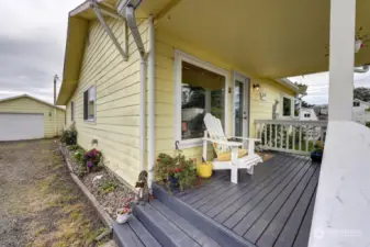 Front covered porch and entry, low maintenance cement board siding, detached garage and plenty of parking.