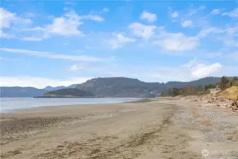 Sandy no bank beach as far as the eye can see