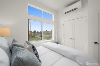 Wake to sky-high ceilings, abundant light, and a peaceful park view from your upstairs bedroom retreat.