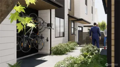 Thoughtfully planned down to the details—check out the integrated bike storage! City living just got more convenient (and greener).