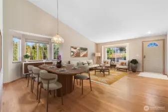 Beautiful entry!  Bay windows in the dining room.  Stunning!