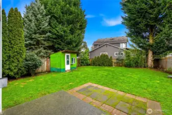 Patio and insulated shed