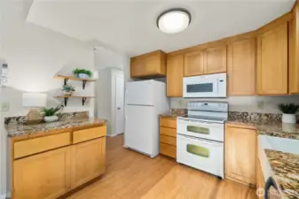 upstairs kitchen, dining & living room