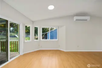 upstairs kitchen, dining & living room