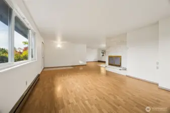 Living room.  Fireplace does not work.