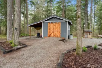 Check out the gravel pathways, easy to navigate to and from your huge shed.