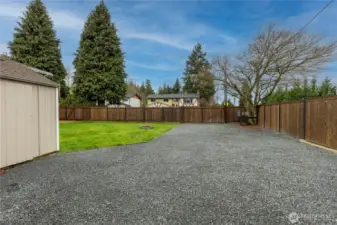 RV parking looking to fence with gate.