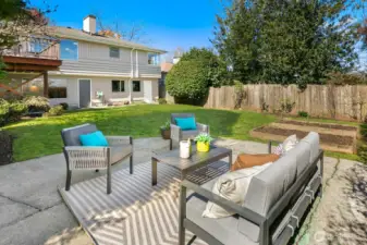 This patio is a perfect spot for a fire pit - or future basketball hoop?