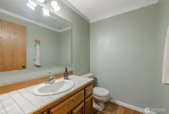 Half bath on main floor for guests.