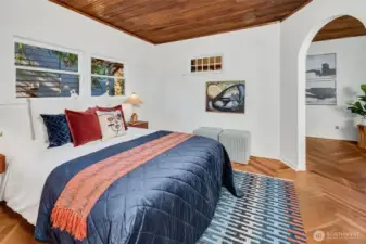 The wood ceiling adds charm.
